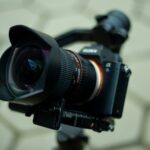 black Sony DSLR camera